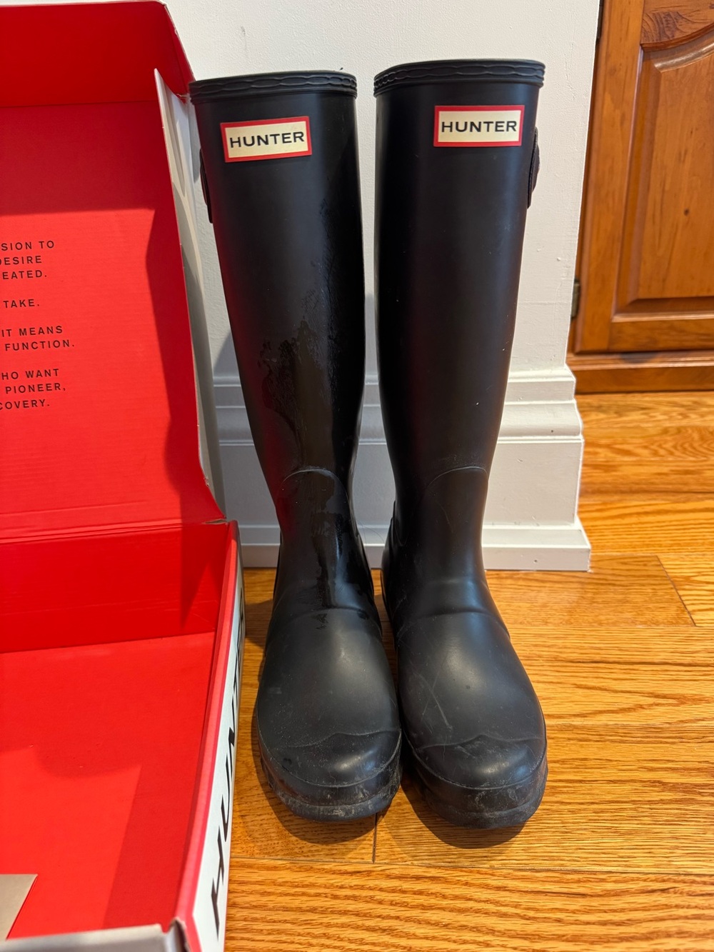 HUNTER Black Tall Rain Boots Woman EU 38